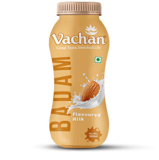 Vachan Flavoured Milk Badam – 180 ml (Set of 6 Bottles)